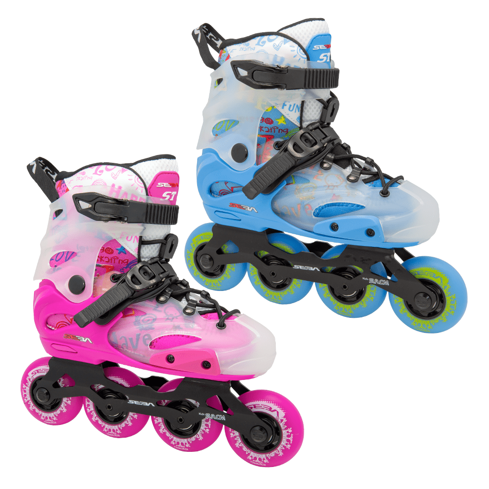 seba st mx pink and blue collage inline skates for kids